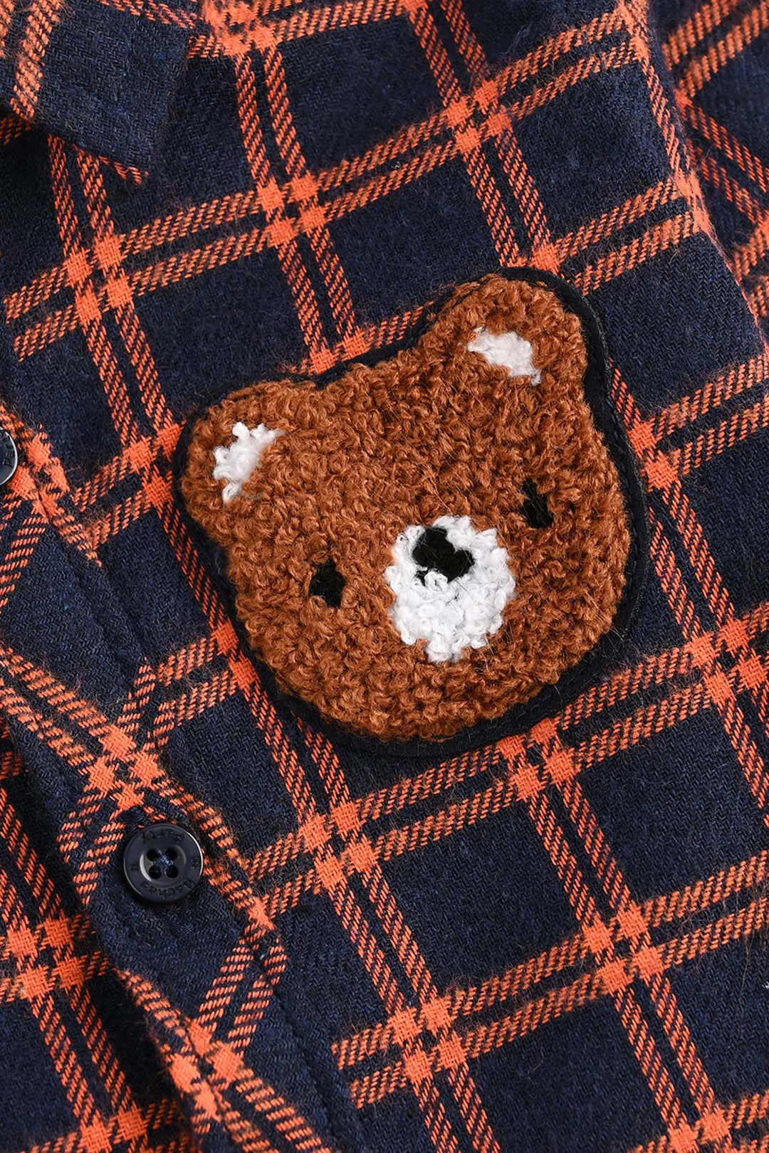 Infant Boys Flannel Shirt F/S (Cute Me) - Orange Check