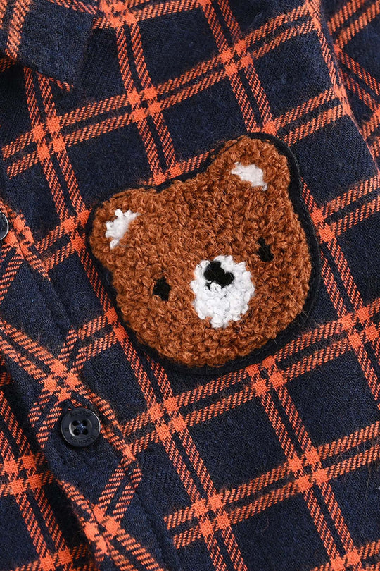 Infant Boys Flannel Shirt F/S (Cute Me) - Orange Check