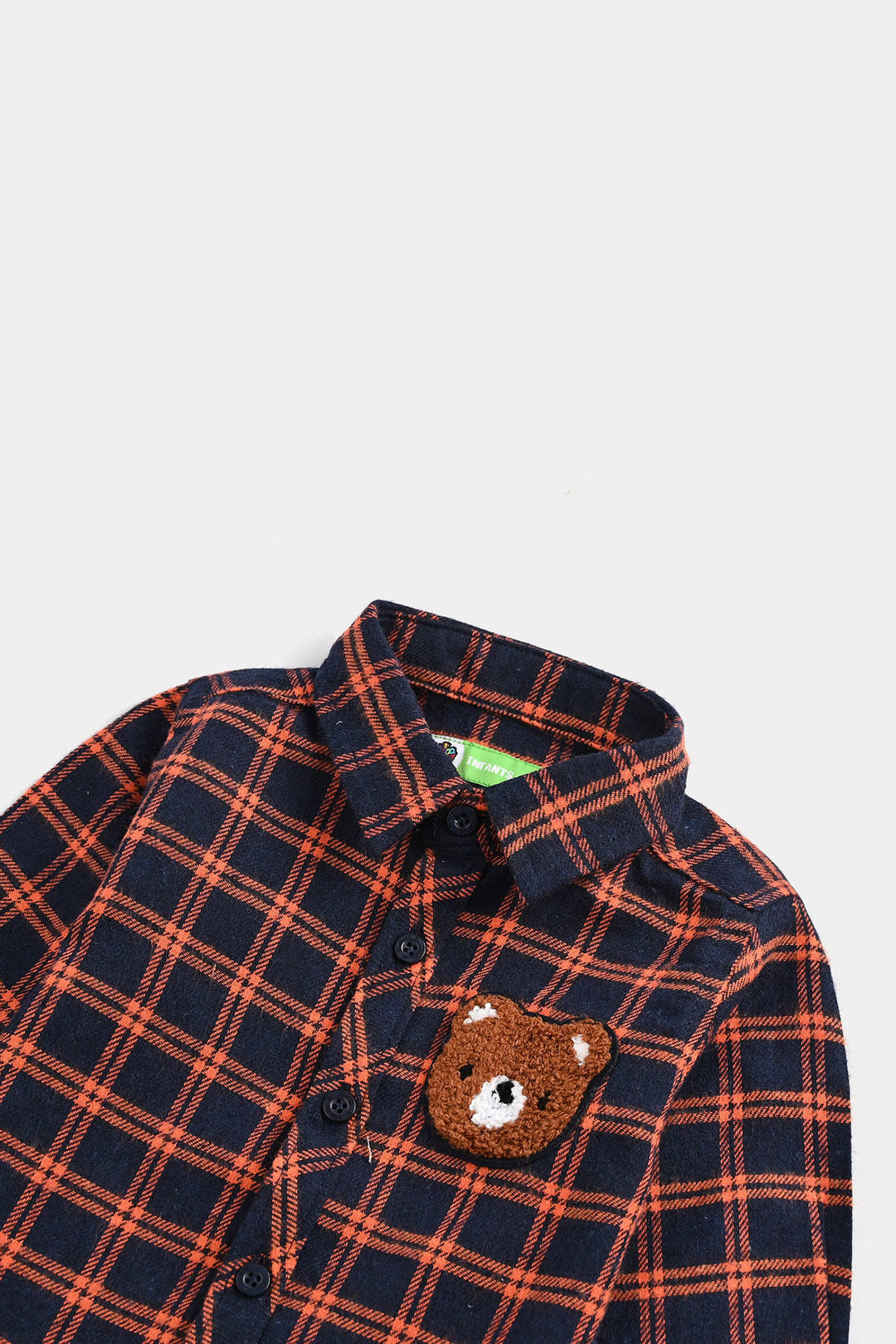 Infant Boys Flannel Shirt F/S (Cute Me) - Orange Check