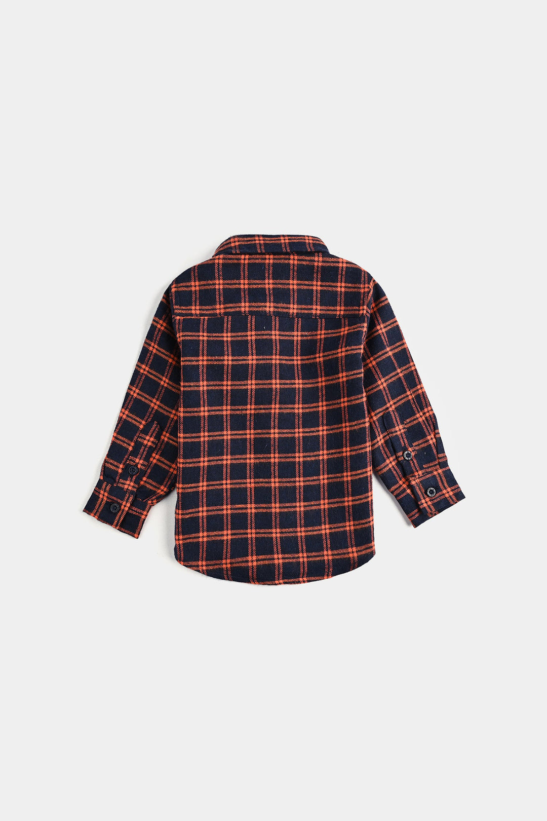 Infant Boys Flannel Shirt F/S (Cute Me) - Orange Check
