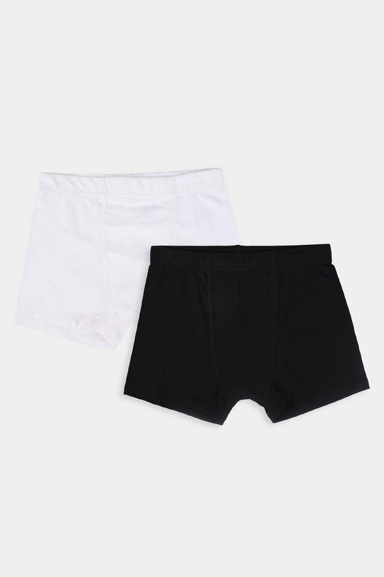 Boys Cotton Jersey Basic Boxer (Pack Of 2) - Black/White