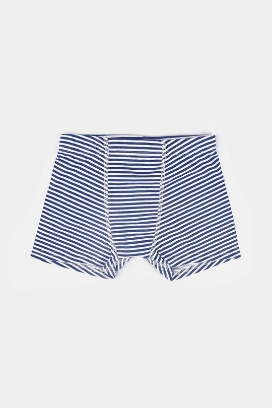 Boys Cotton Jersey Boxer Stripes & Star (Pack Of 2) - White/Grey