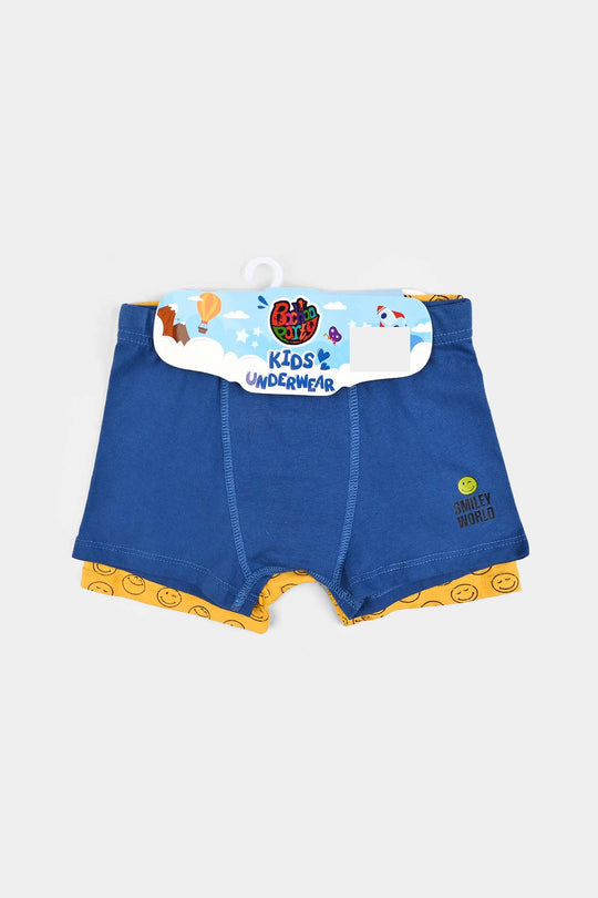 Boys Cotton Jersey Boxer - Pack Of 2 (Blue/Yellow)