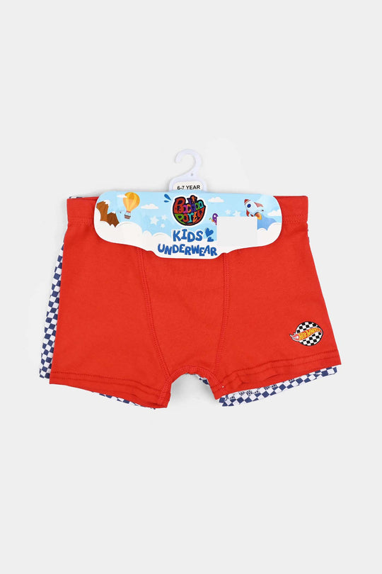 Boys Cotton Jersey Boxer - Pack Of 2 (Red/White)