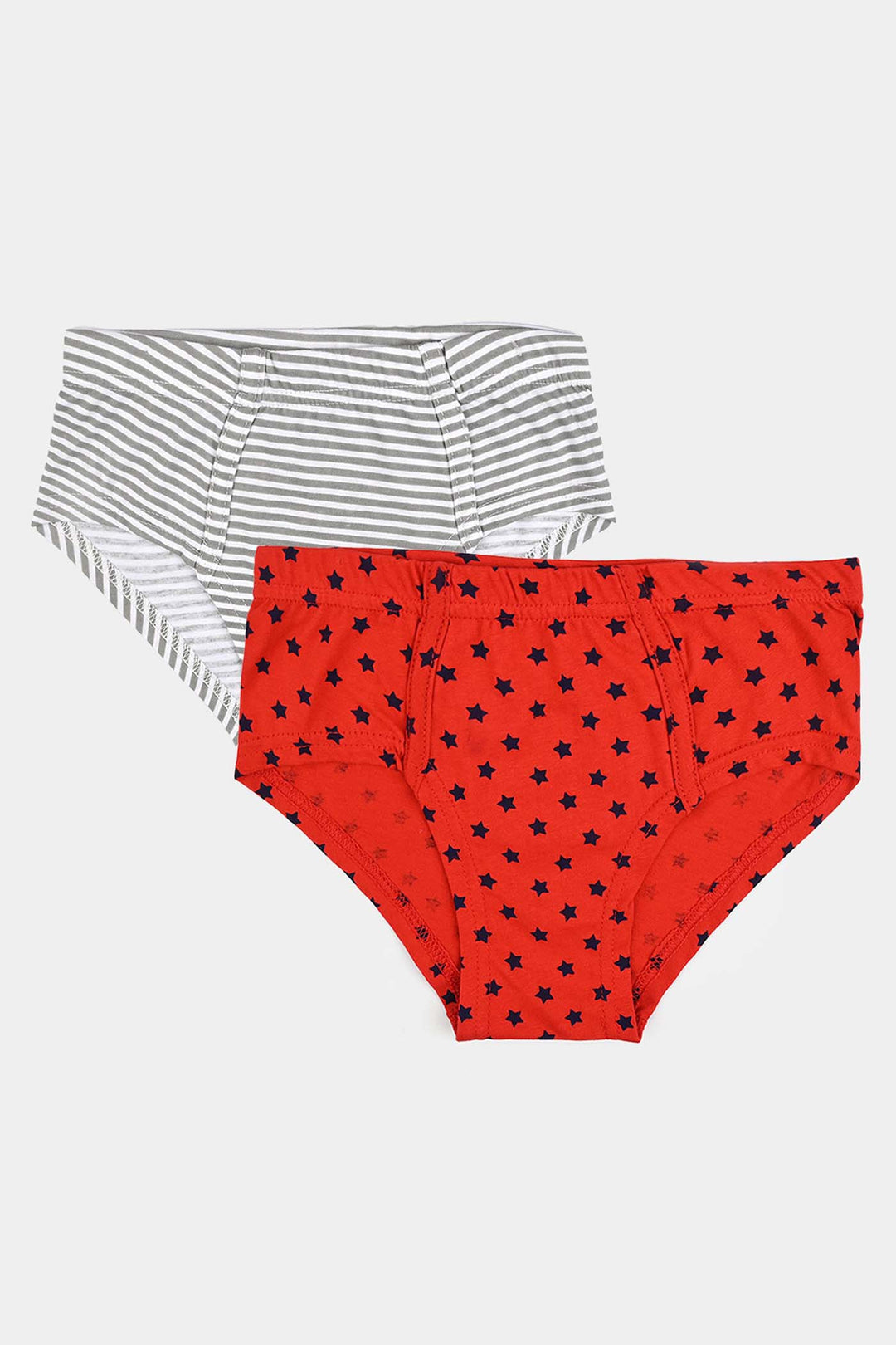Boys Cotton Jersey Brief - Pack Of 2 (White/Red)
