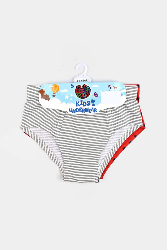 Boys Cotton Jersey Brief - Pack Of 2 (White/Red)