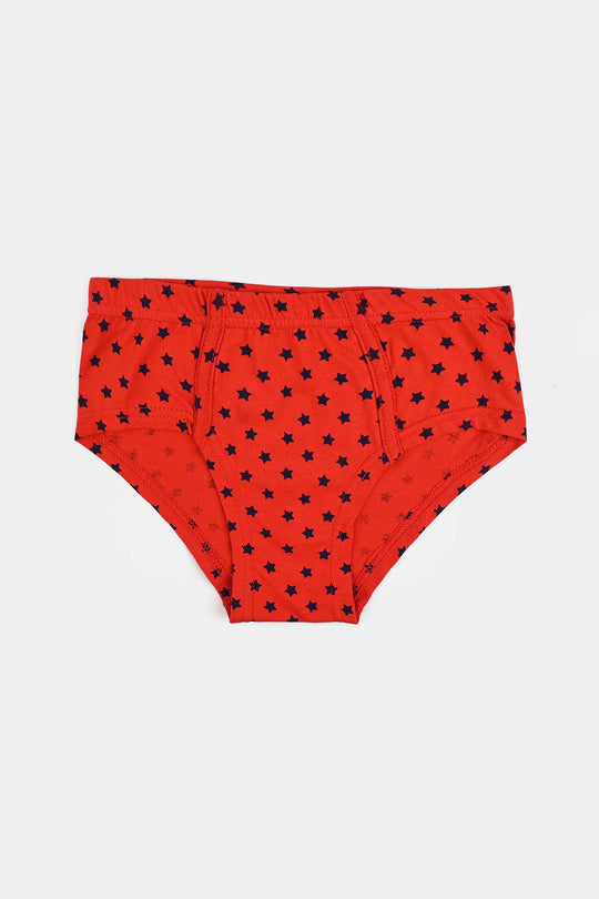 Boys Cotton Jersey Brief - Pack Of 2 (White/Red)