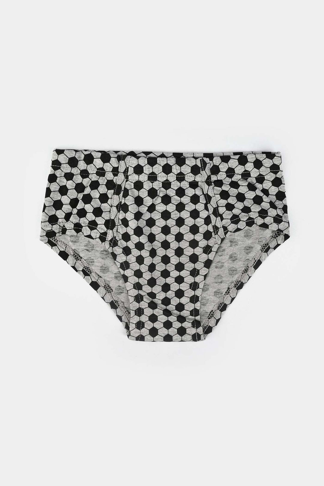 Boys Cotton Jersey Brief Football (Pack Of 2) - Citrus/Grey
