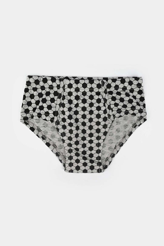 Boys Cotton Jersey Brief Football (Pack Of 2) - Citrus/Grey