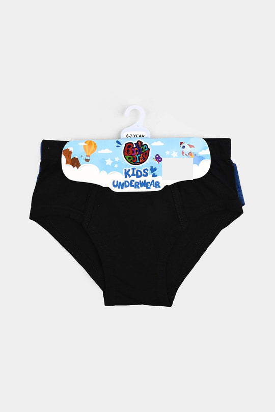 Boys Cotton Jersey Briefs – Pack of 2 (Black/Blue)
