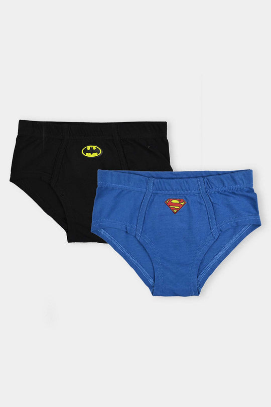 Boys Cotton Jersey Briefs – Pack of 2 (Black/Blue)