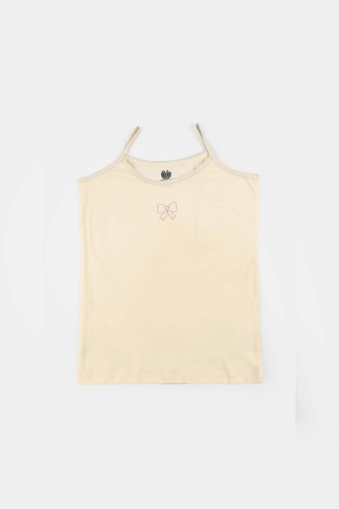 Girls Cotton Jersey Cami Dots & Bow-Pack Of 2-White Vanilla