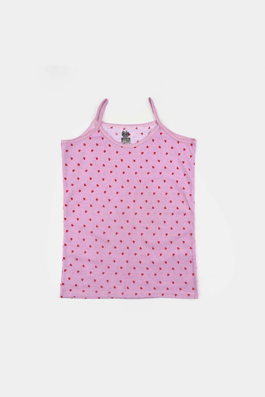 Girls Cotton Jersey Cami Heart-Pack Of 2-Pink.Orchid