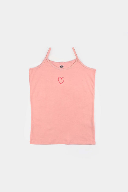 Girls Cotton Jersey Cami Heart-Pack Of 2-Pink.Orchid