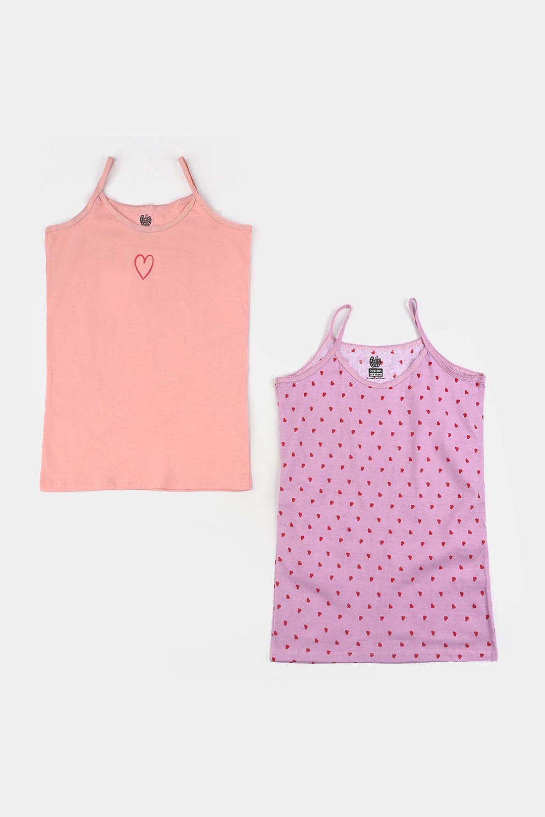 Girls Cotton Jersey Cami Heart-Pack Of 2-Pink.Orchid