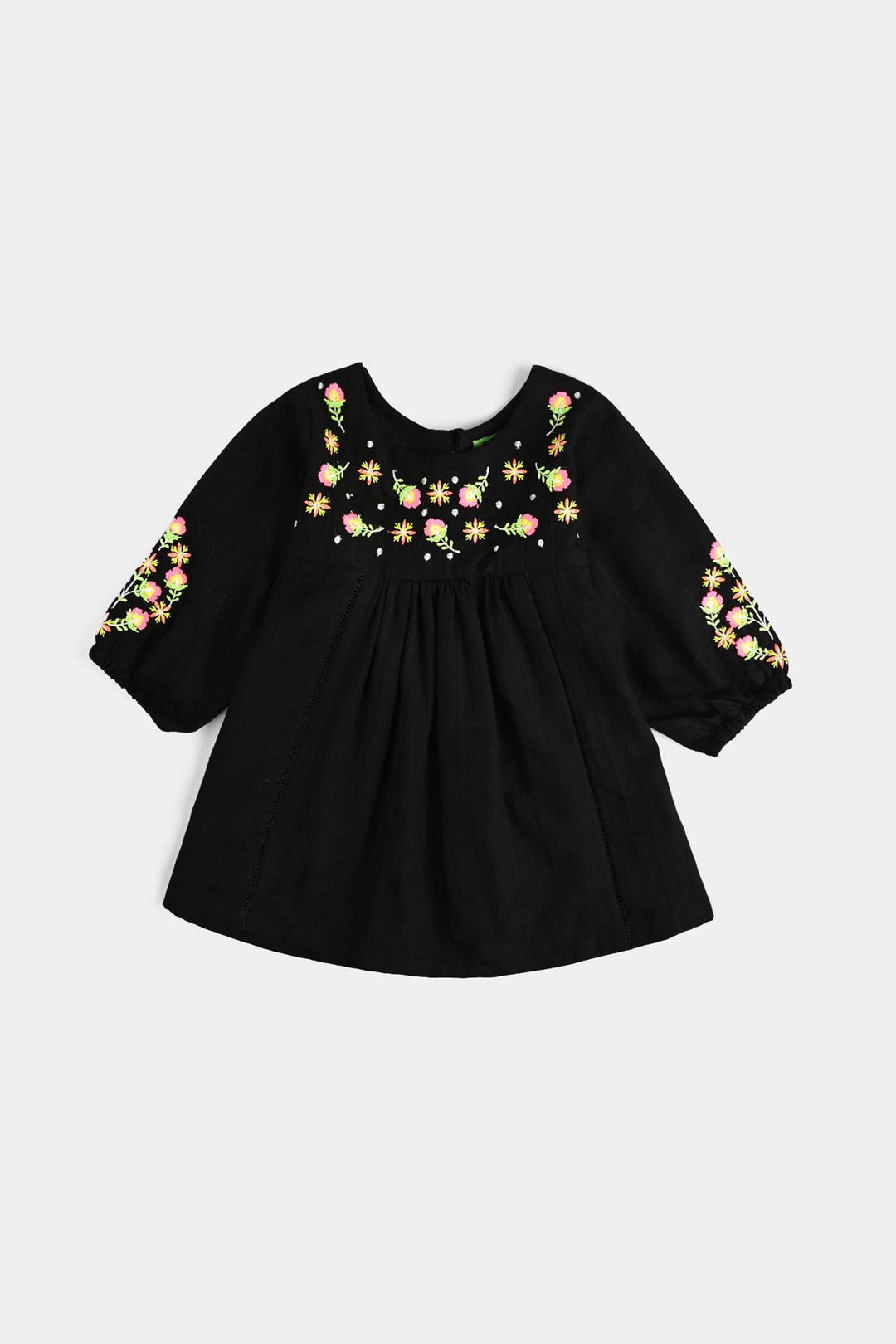 Infant Girls Cotton Emb 2Pcs Splash-BLACK