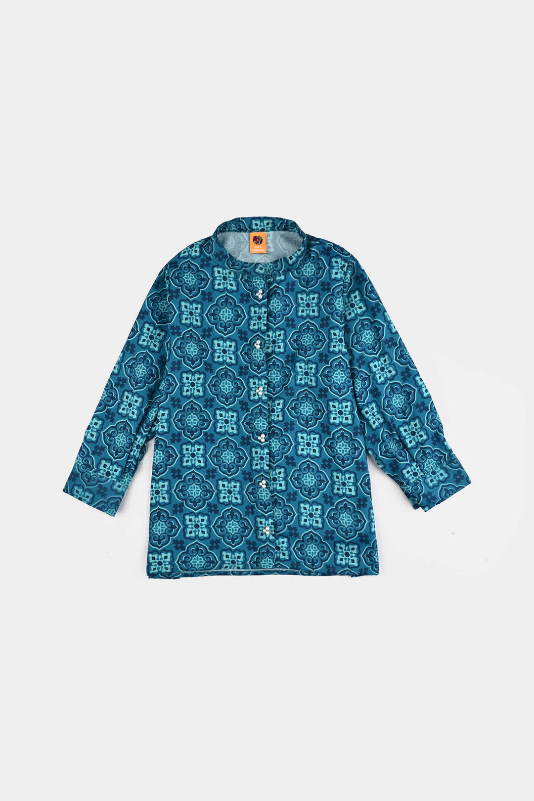 Girls Poly Net Co-Ord Set Mosaic-LIGHT BLUE