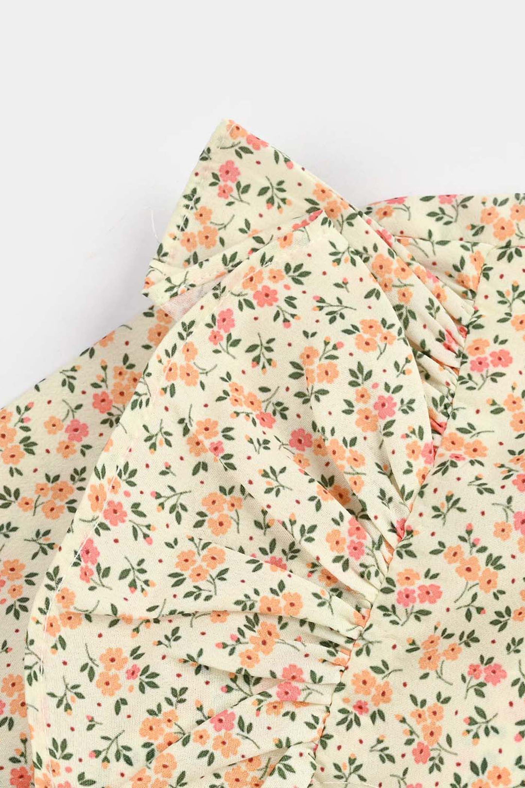 Infant Girls Poly Net Casual Top Yellow Flowers-Cream