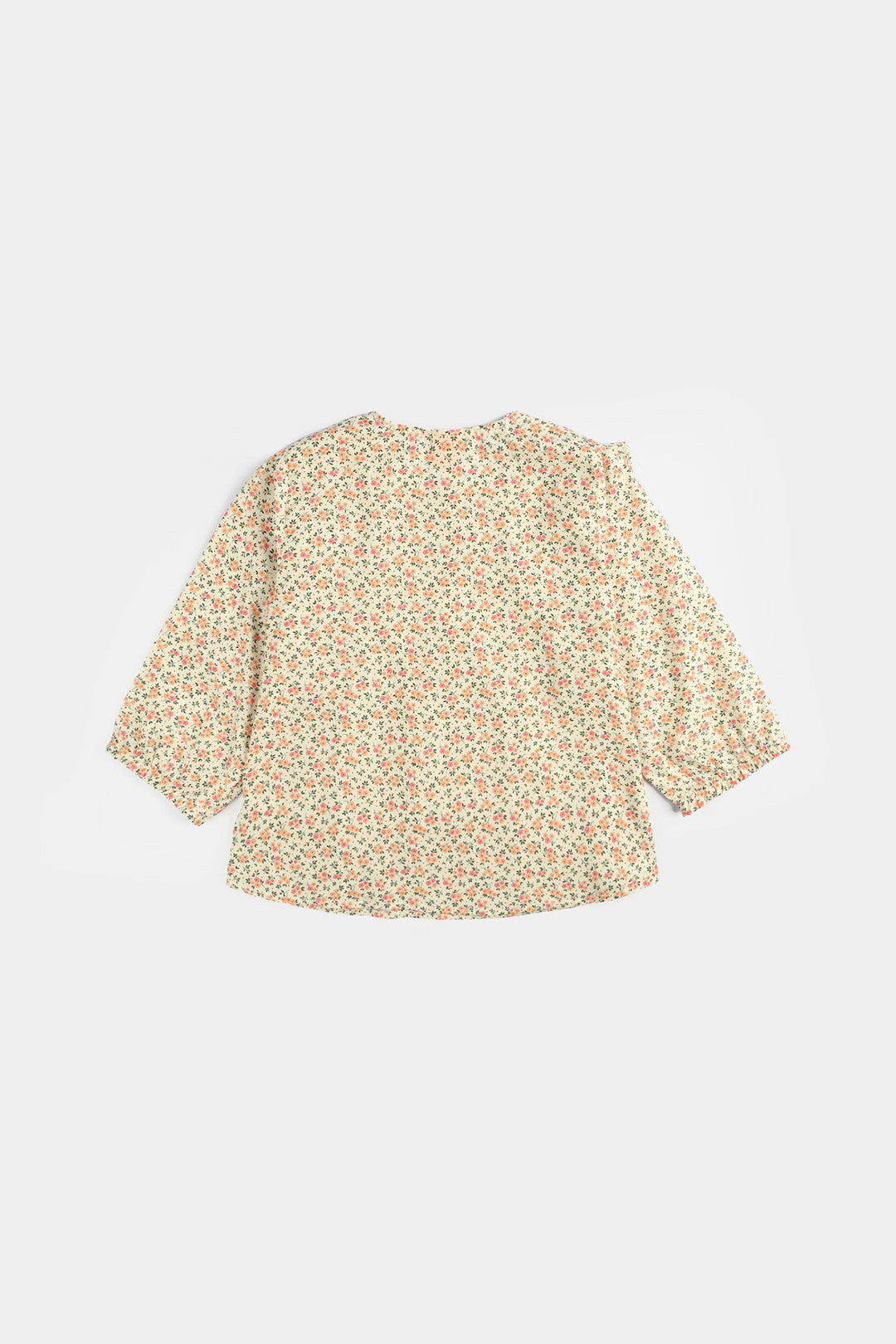 Infant Girls Poly Net Casual Top Yellow Flowers-Cream