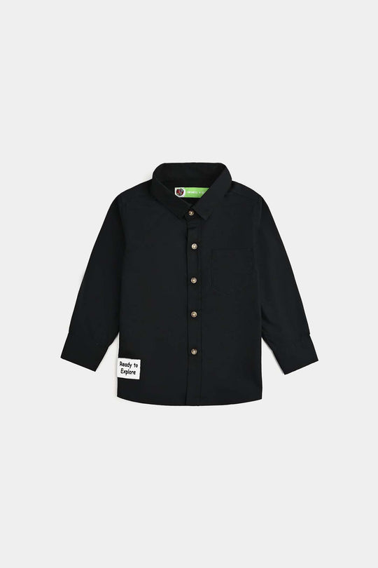 Infant Boys Cotton Shirt - Black