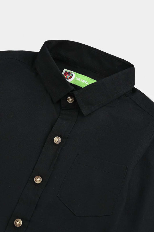Infant Boys Cotton Shirt - Black