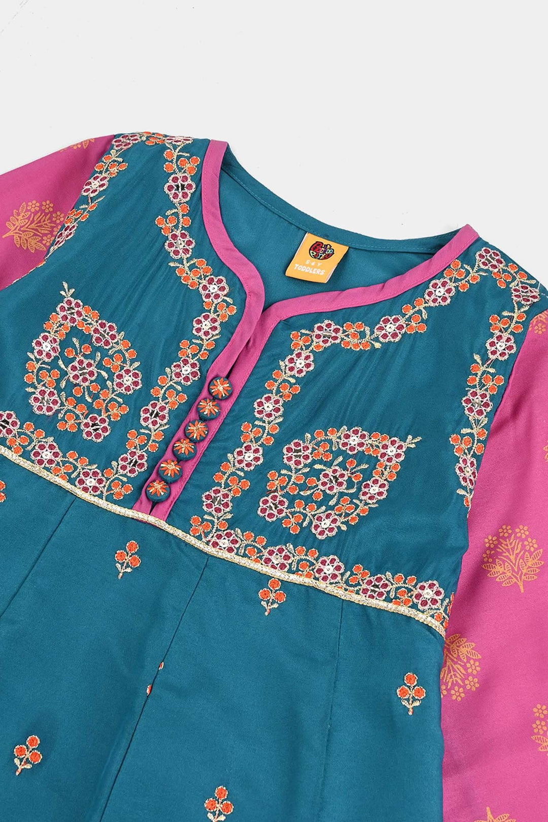 Girls poly cambric Fancy 3Pcs - Teal blue