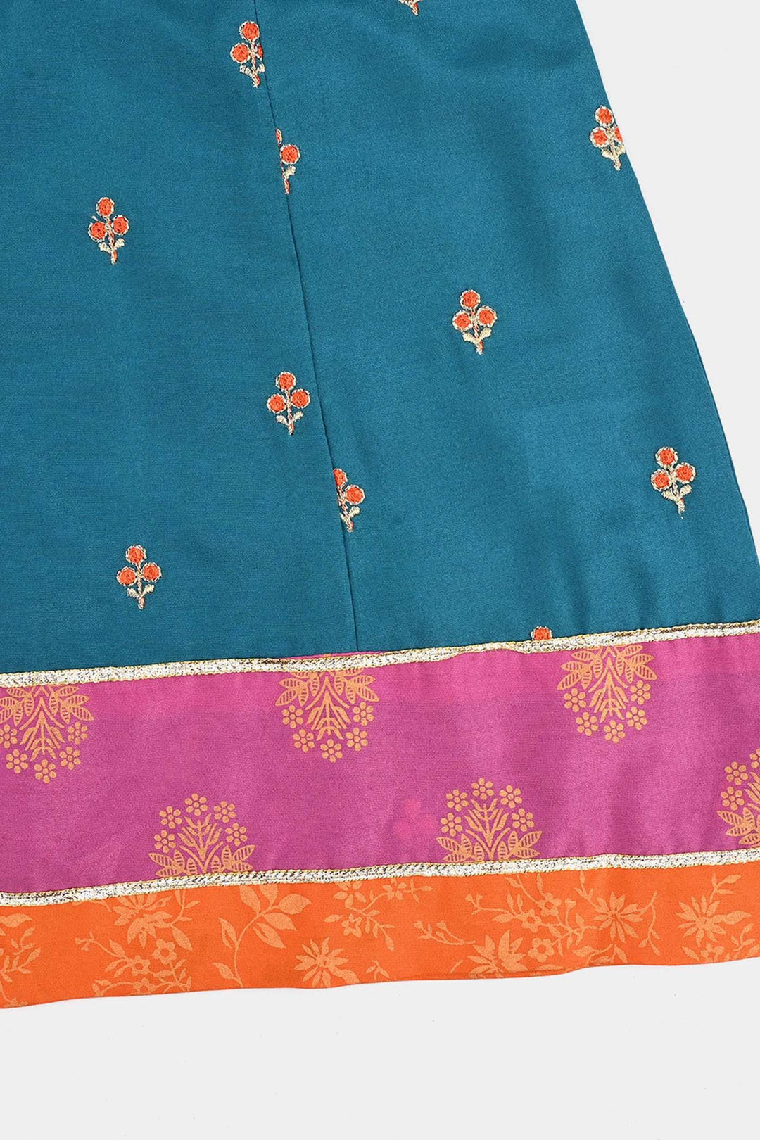 Girls poly cambric Fancy 3Pcs - Teal blue