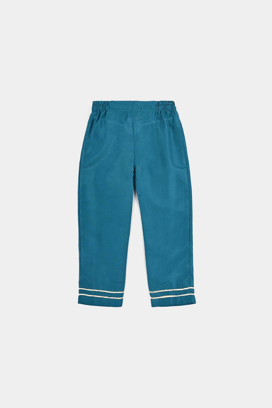 Girls poly cambric Fancy 3Pcs - Teal blue
