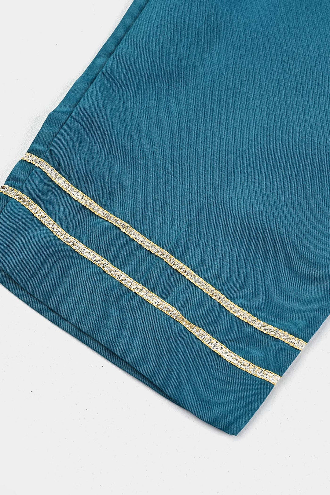 Girls poly cambric Fancy 3Pcs - Teal blue