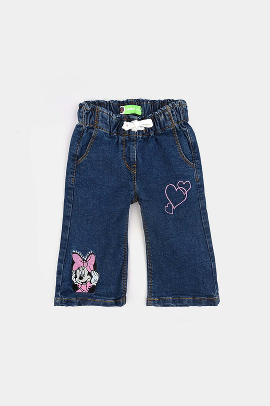 Infant Girls Denim Stretch Pant-Mid Blue