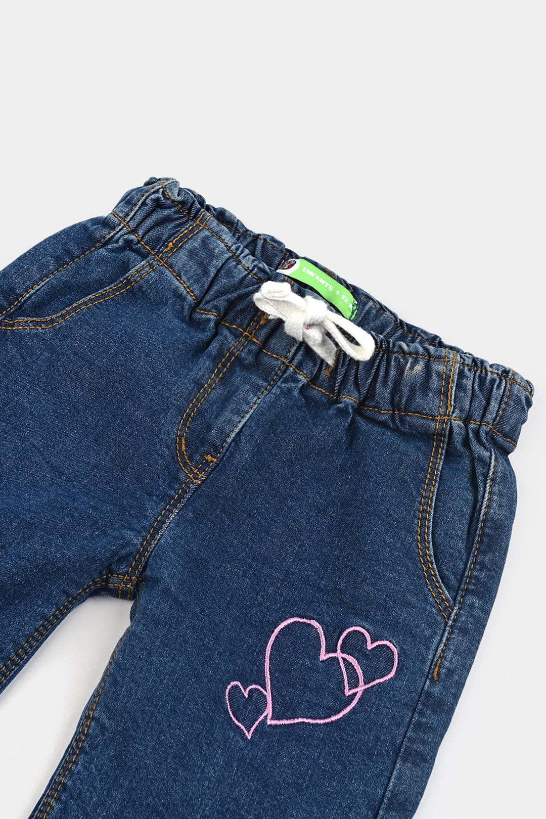 Infant Girls Denim Stretch Pant-Mid Blue