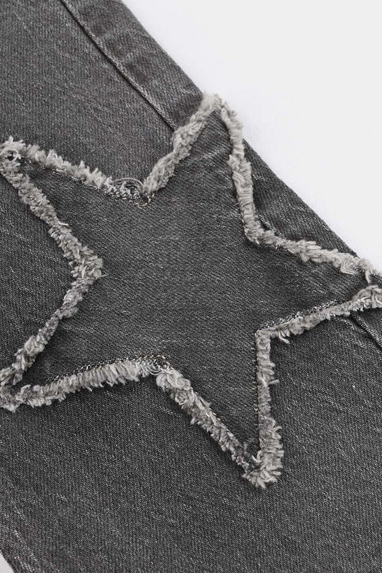 Infant Girls Denim Stretch Pant Star Patch-Black.Acid