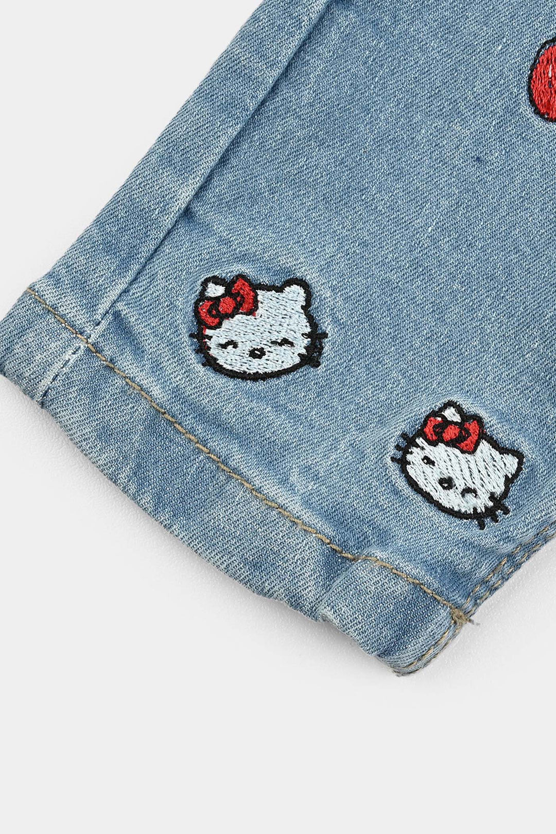 Infant Girls Denim Stretch Pant Blooming Flower-LT.Blue