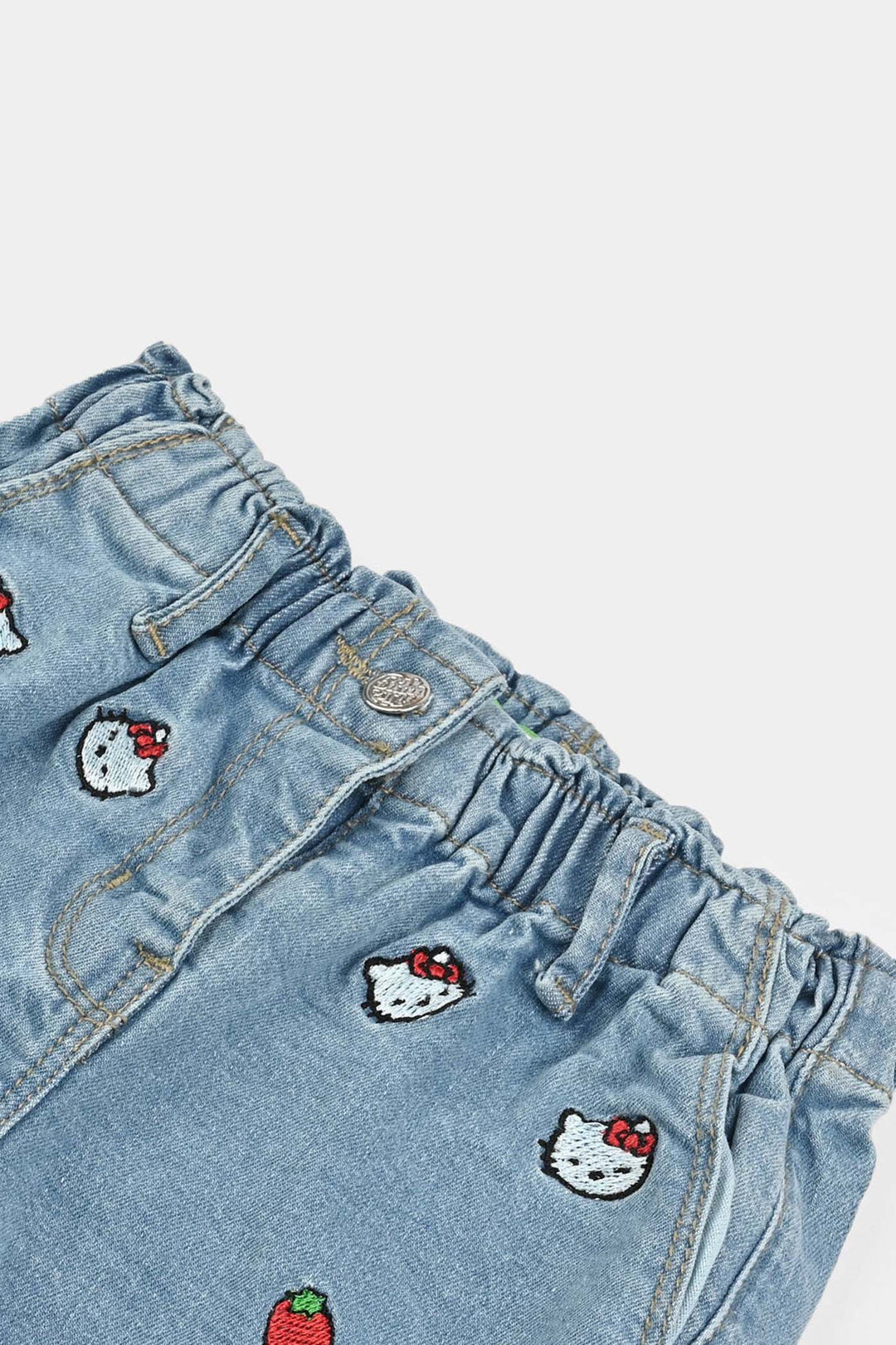 Infant Girls Denim Stretch Pant Blooming Flower-LT.Blue