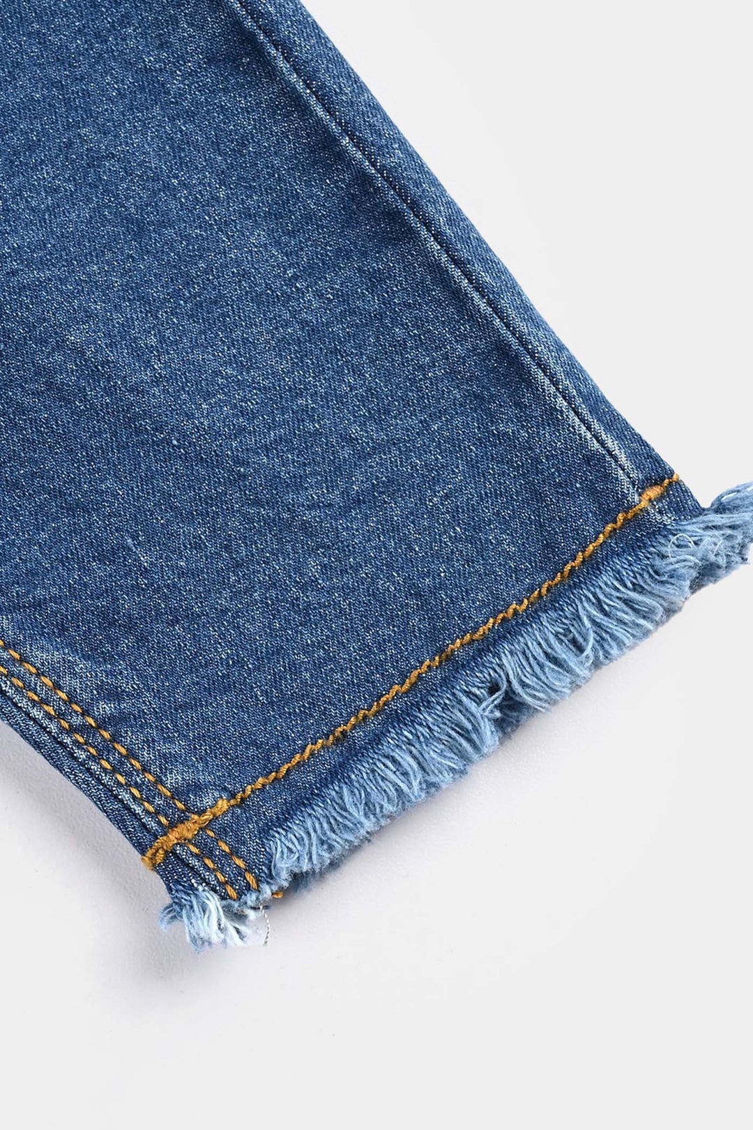 Infant Girls Denim Stretch Pants (Heart Shape Studs) - Dark Blue