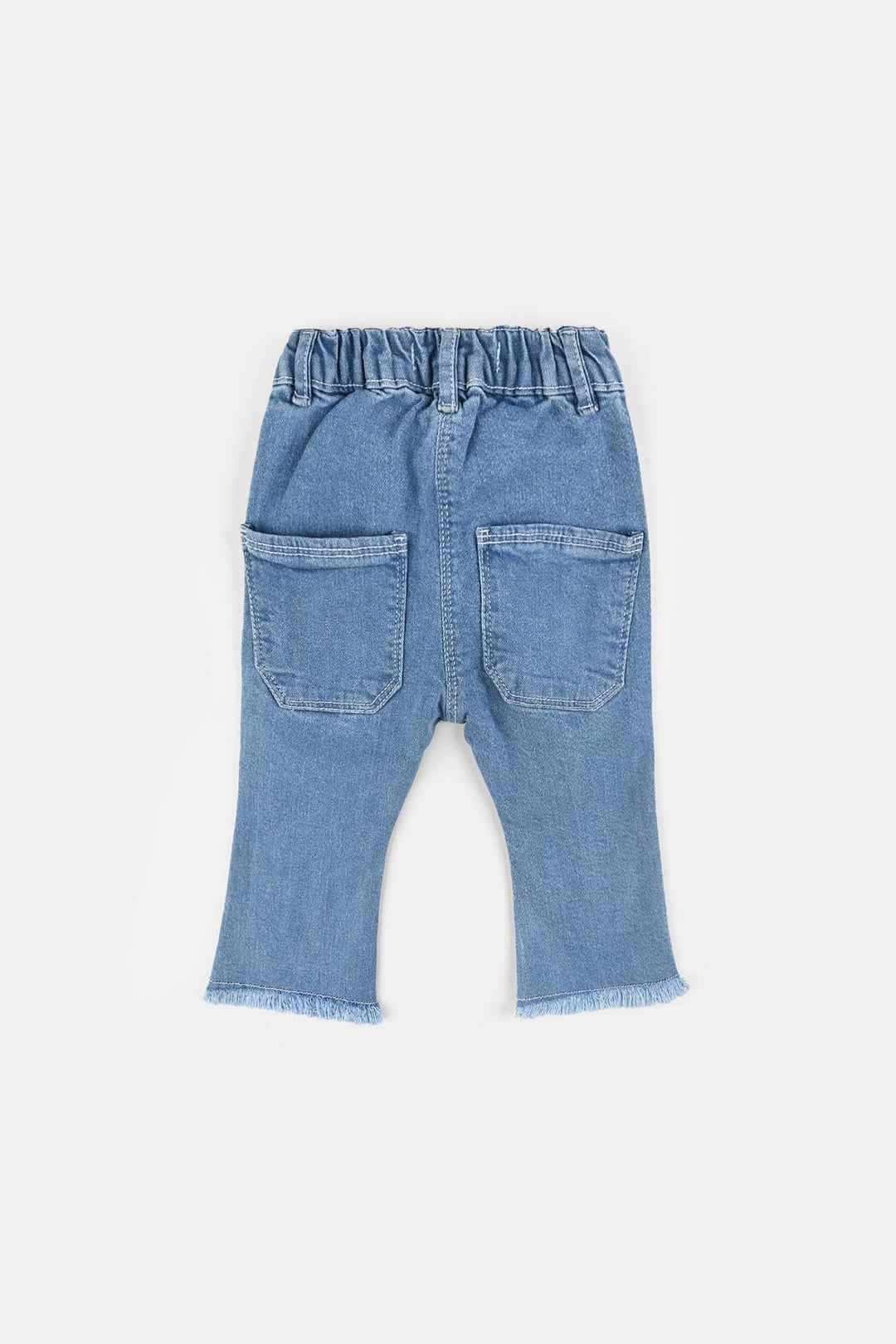 Infant Girls Denim Stretch Pant Glitter Hearts-Ice Blue