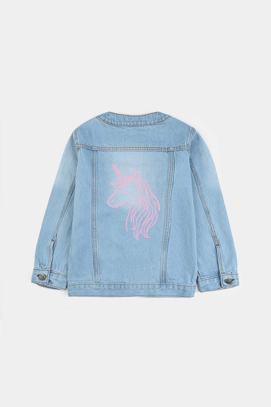 Girls Denim Stretch Woven Jacket - Ice Blue