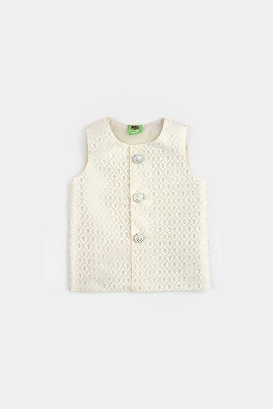Infant Boys Poly Viscos Waist coat (Blended) - Off White