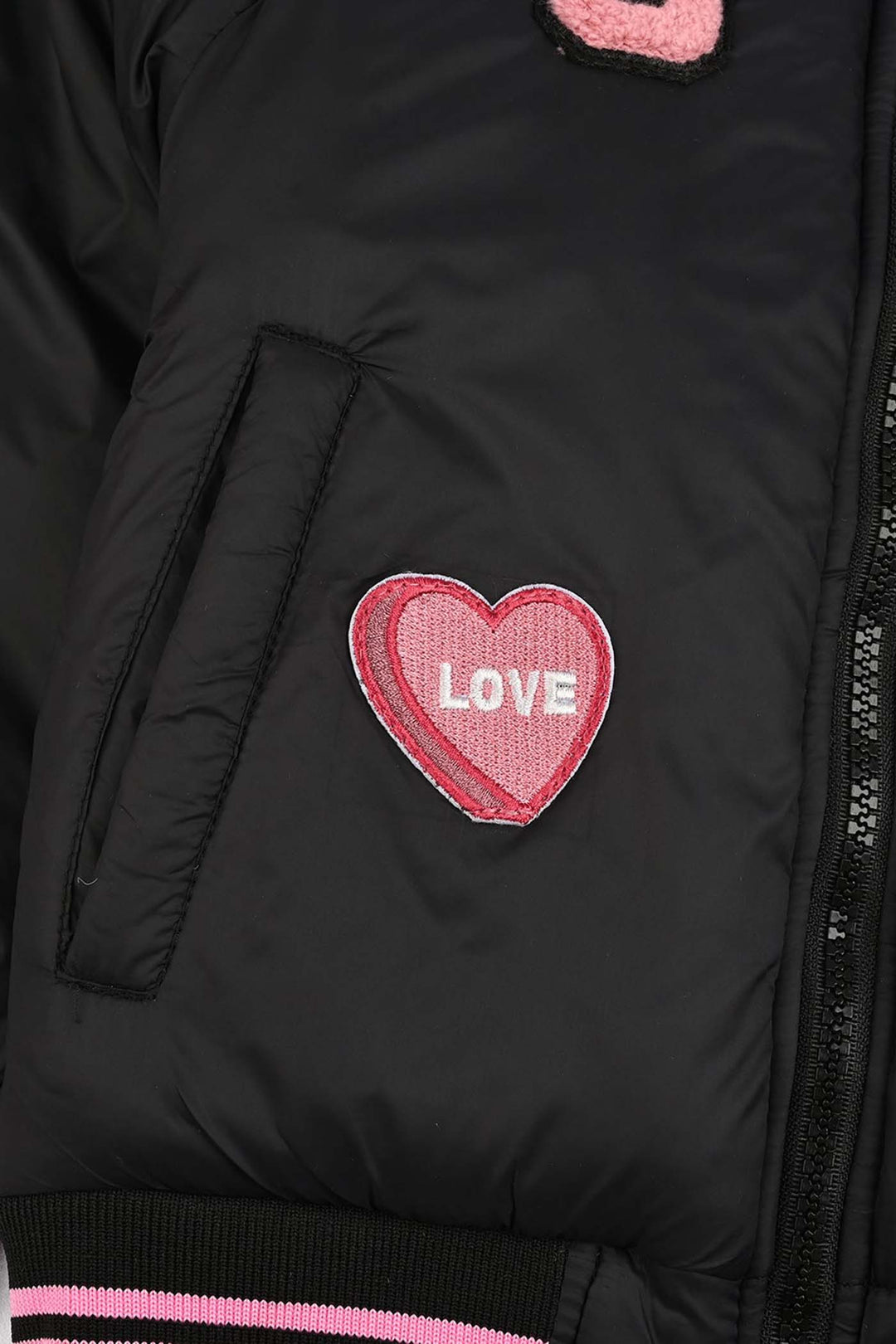 Girls Quilted Jacket F/S First Have Fun-BLACK