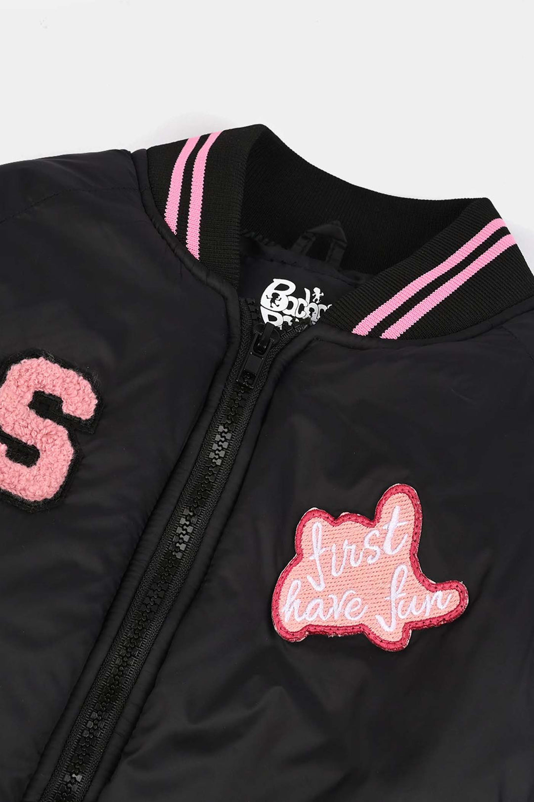 Girls Quilted Jacket F/S First Have Fun-BLACK