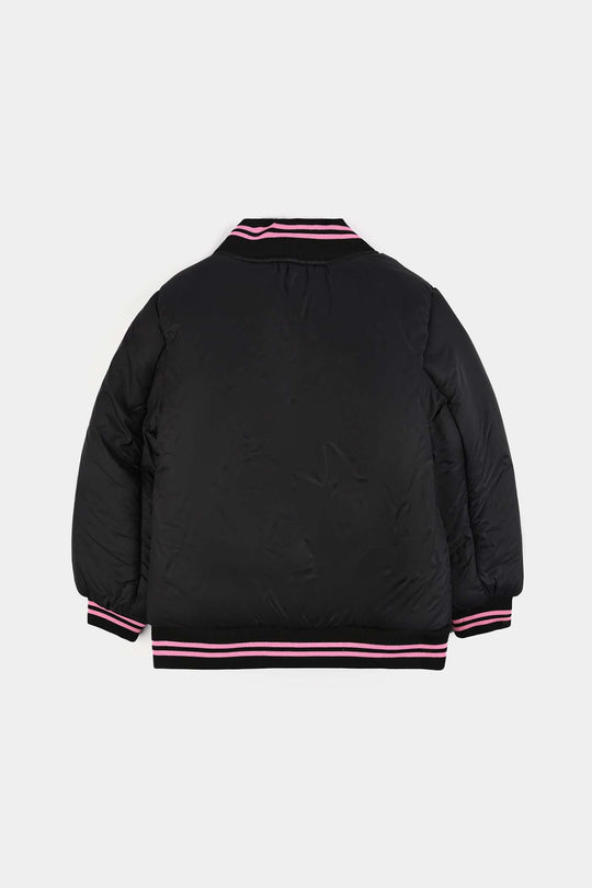 Girls Quilted Jacket F/S First Have Fun-BLACK