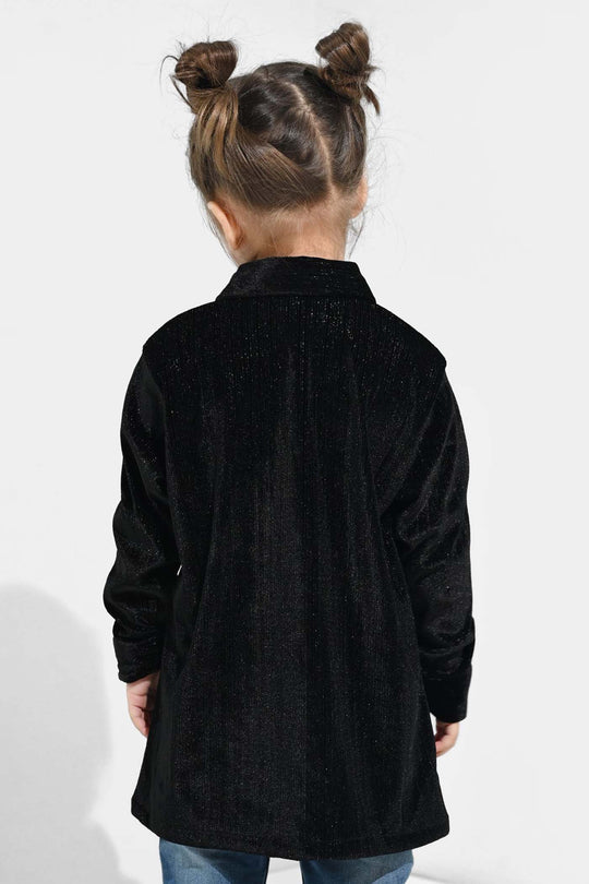 Infant Girls Velvet Casual Top Sparkle-BLACK