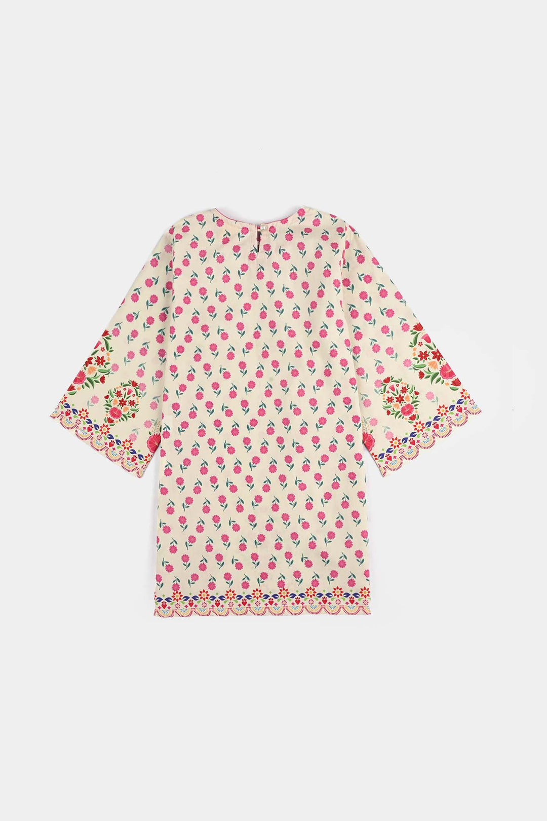 Girls Cotton Poplin Printed 2 Pcs - Off White