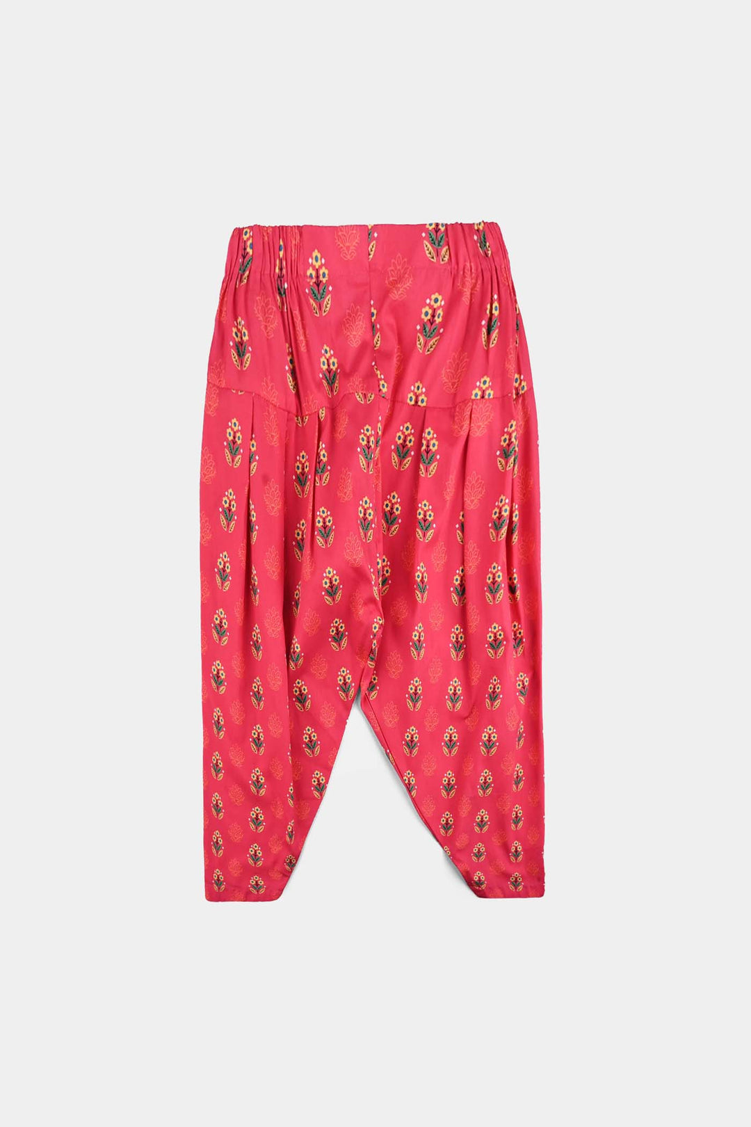 Girls Cotton Poplin Printed 2 Pcs Red Flowers-Red