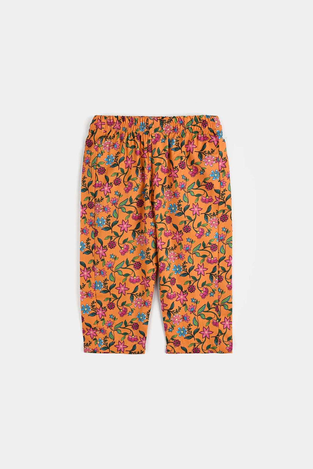 Infant Girls Cotton Poplin Printed 2 Pcs Desi Tribe-Mustard