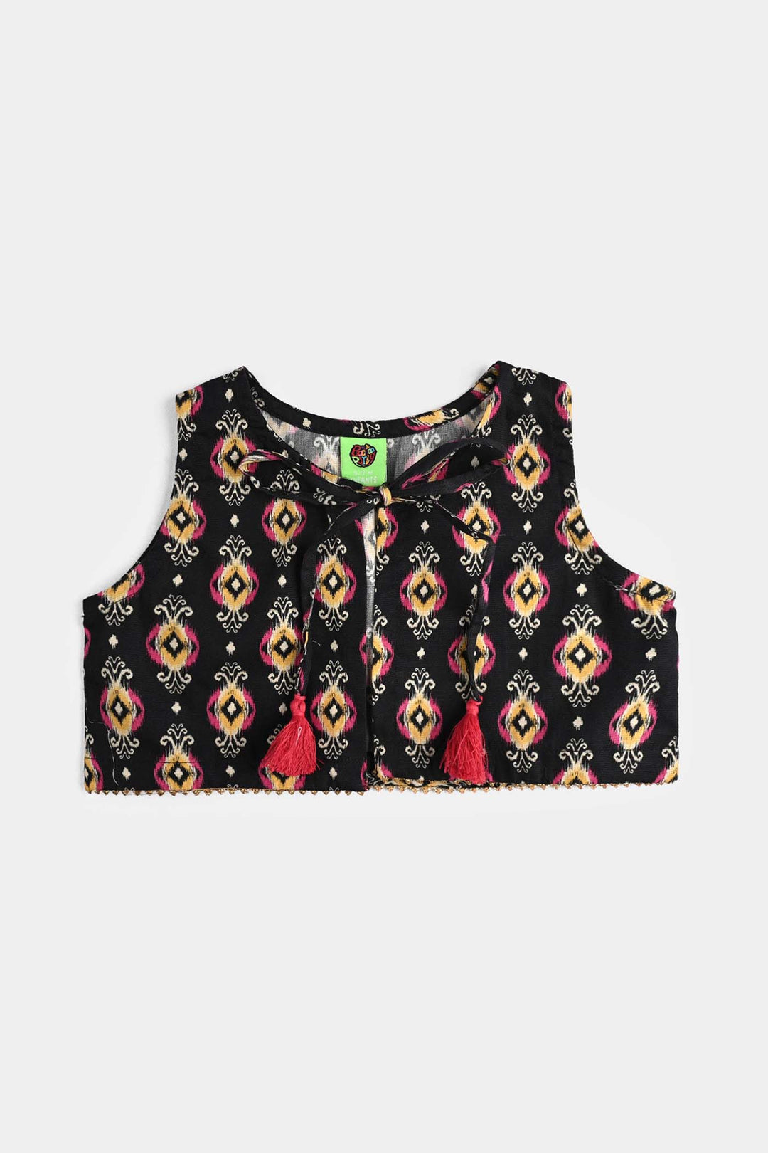 Infant Girls Cotton Poplin Printed 3 Pcs Ikaat-BLACK