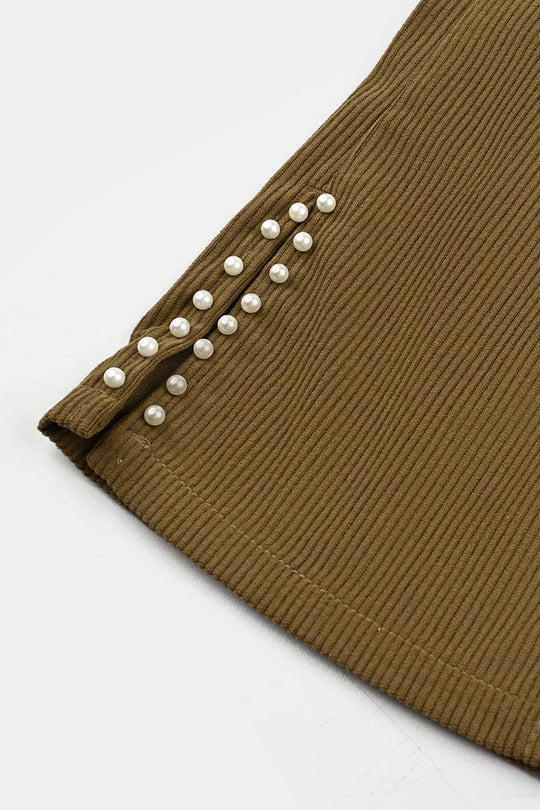 Girls Corduroy Pant Slit-GREEN