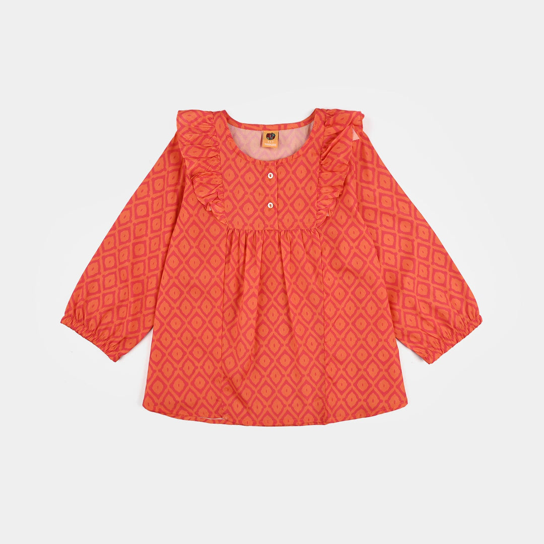 Girls Poly Viscose Casual Top Tangy-ORANGE