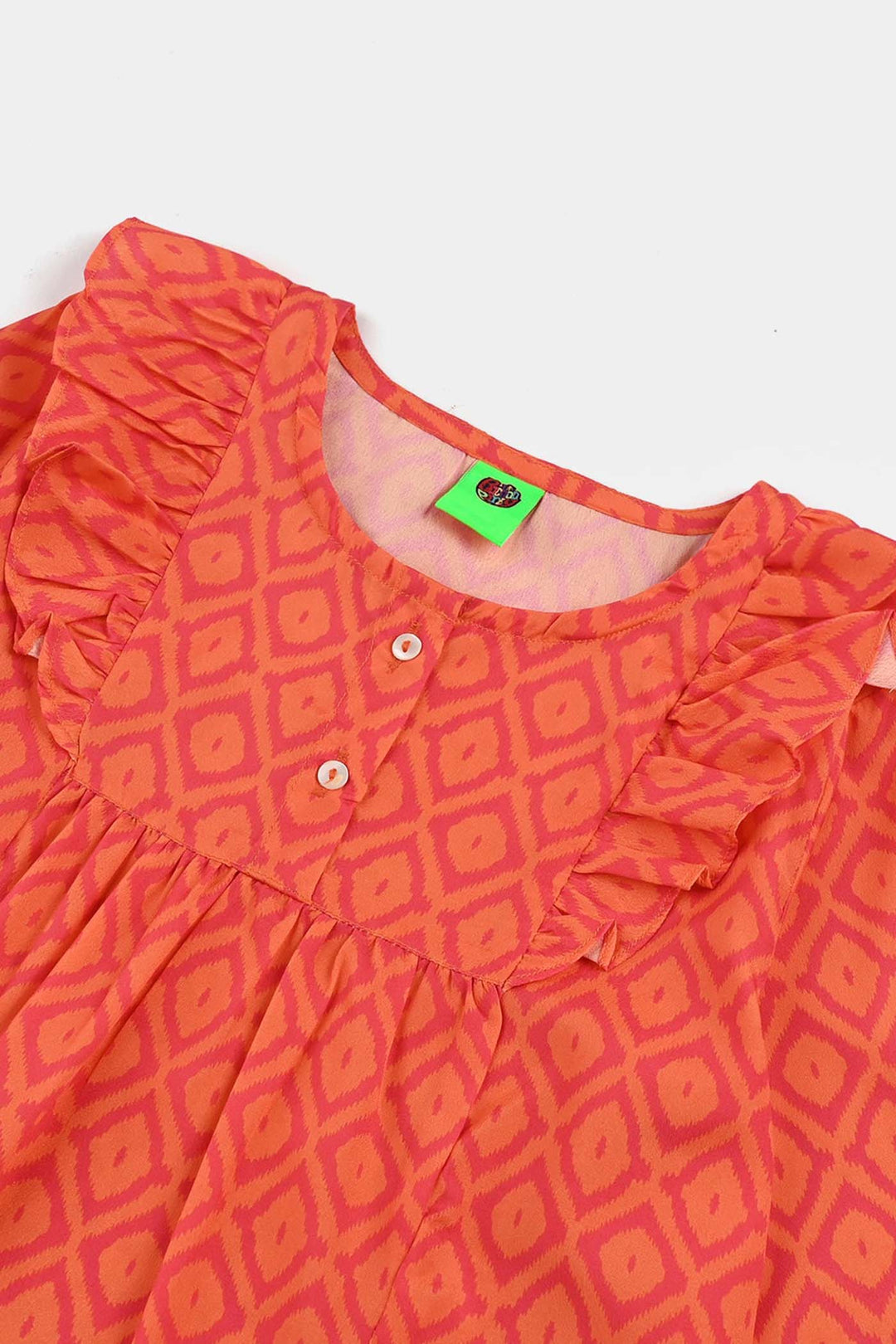 Infant Girls Poly Viscose Casual Top Tangy-ORANGE
