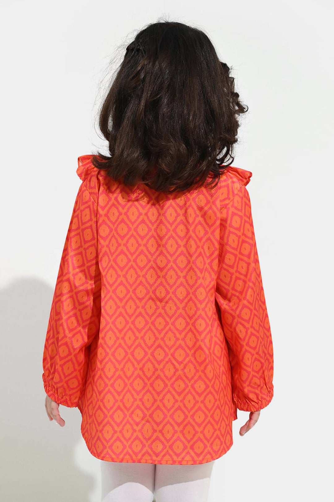 Girls Poly Viscose Casual Top Tangy-ORANGE